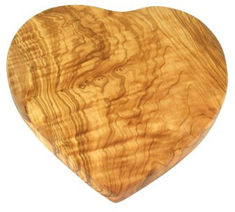 D.O.M. Frühstücksbrett Herzform 22 x 20 cm aus Olivenholz (Ohne Gravur)