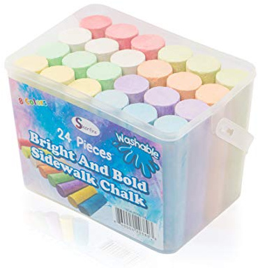 Sherfire 24 Multicolored Jumbo Sidewalk Chalk, 8 Colours, Bright and Bold Rainbow Colours plus White