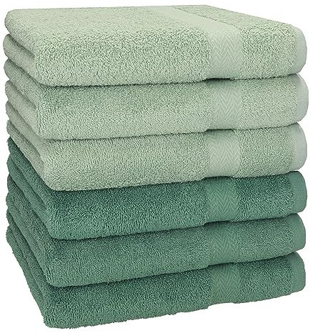 Betz Handtuch Set Premium – 6er Pack Handtücher 50x100 cm – 100% Baumwolle – Frottee Handtücher für Bad, Gäste & Alltag – hochwertige Qualität, pflegeleicht & langlebig Farbe heugrün/tannengrün