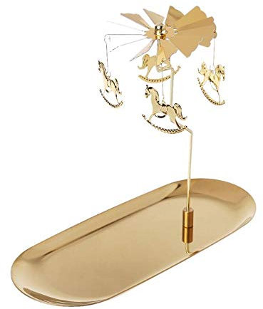 kerzenLeuchter，Gold Weihnachten magnetische Drehen Drehen Karussell Teelicht Kerze Halter Metall Stand Hochzeit Dekoration, Gold, 7 Kerzenständer