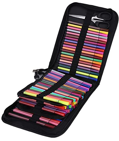 Fdit Pencil Roll Pouch 72 Slots Leinwand Pencil Wrap Tragbare Bleistiftrolle Roll Up Case für Künstler Schule Büro ohne Stifte
