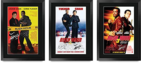 HWC Trading FR A3 Rush Hour Collection of 3 Jackie Chan, Chris Tucker gedrucktes Poster, signiertes Autogramm für Film-Fans, gerahmt, A3
