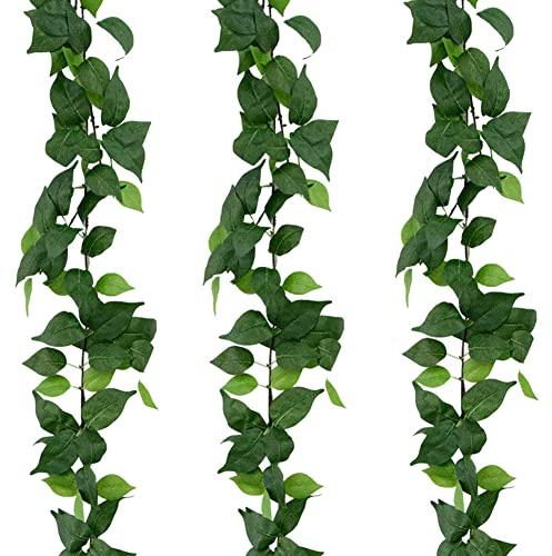 dallisten 3 Strands Artificial Vines Kit, 71 Silk Eucalyptus Ivy Garland Green Leaves Natural Odorless, Fake Greenery Hanging Plants Decoration for Home, Bedroom, Wall, Party, Wedding Decor