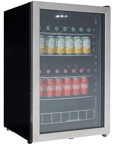 Cookology CBC130 Undercounter Drinks Fridge, 54cm Glass Door Beverage Cooler (Silver)