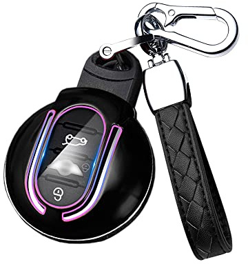 HIBEYO Smart Autoschlüssel Hülle passt für Mini Schutzhülle für Mini F54 F55 F56 F57 F60 Cooper Clubman Cabrio abdeckungSchlüsselhülle Fernbedienung Schlüsselbox-Schwarz