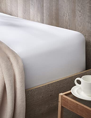 Atenas - Sábana Bajera Ajustable para Cama de 90 hasta 180 cm - 100% Algodón Punto Jersey (150 cm, Blanco)