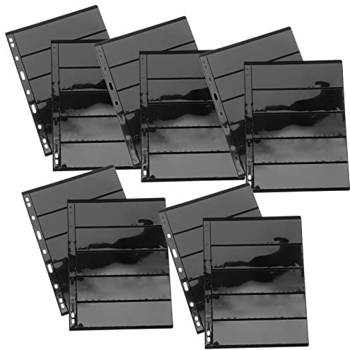 Operitacx Classeur A5 10 Feuilles De Pages D'album De Collection De Timbres Manches pour Timbres-Poste Collecte De Fournitures Classeur D'album Standard À 9 Trous Clips Liant
