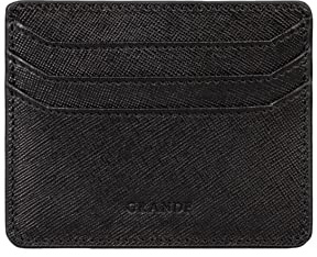 grande 3633 Kartenetui aus echtem Leder für Damen und Herren, ultradünne, minimalistische Geldbörse mit Reißverschluss (Königsschwarz)