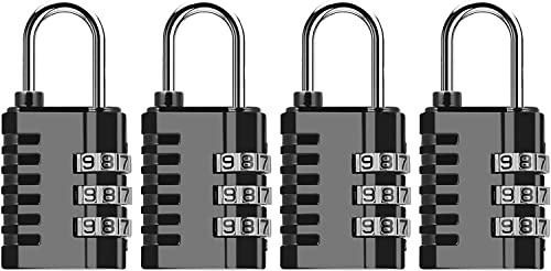 DAYGOS Small Combination Padlocks with 3 Digit Code for Gym Locker | 4 Pack. 3mm Shackle. 30mm Body. Weatherproof. Outdoor & Travel. Small Combination Locks for Luggage, Suitcase, Backpack