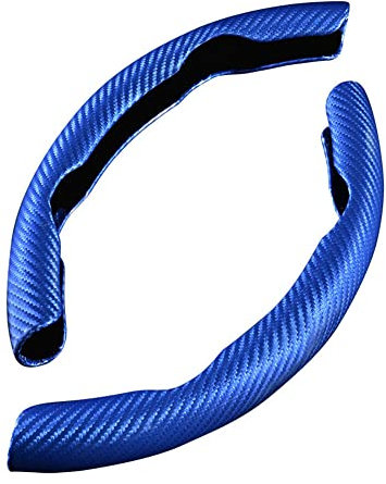 ihreesy 1 Paar Auto Lenkrad Abdeckung,Kohlefaser Muster Auto Lenkradhülle Lenkradabdeckung Universal Lenkrad Booster Cover 38cm Lenkradbezug Anti Rutsch Lenkradschoner,Blau