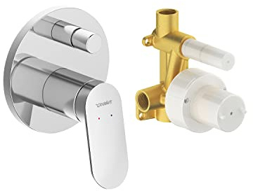 Duravit Wave Wannenarmatur Set für 2 Verbraucher, inkl. Fertigmontageset mit Unterputz-Grundkörper, Einhebel-Brausemischer mit Keramikmischsystem, Chrom