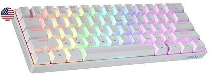 Geeky GK61 60% | Hot Swappable Mechanical Gaming Keyboard | 61 Keys Multi Color RGB LED Backlit for PC/Mac Gamer | ANSI US American Layout (White, Mechanical Black)