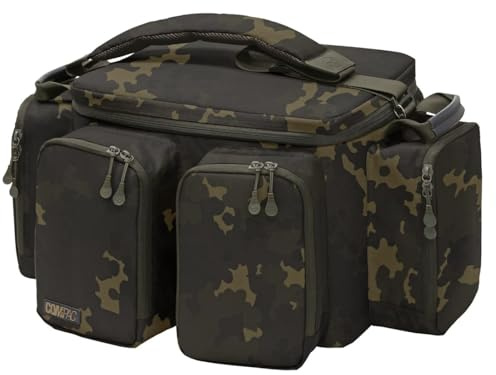 Korda Compac Medium Carryall Dark Kamo Tragetasche 28L – Modulare Angeltasche mit 5 Außentaschen für Zubehör & Eva-Taschen – Wasserdichter Boden, Dunkles Tarnmuster Karpfenangeln