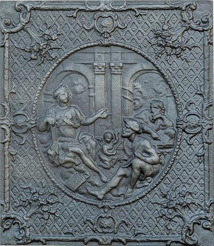 LUNA WAY CAST IRON - Lastra Decorata in Ghisa DEI per parete Camino | Immagazzina e Riflette Calore | Resistente all'Usura e Corrosione | Installazione Facile, 58 x 67 cm, Sp. 1 cm, 100% Ghisa