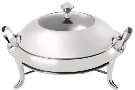 SOPERIT Dishwärmer aus Edelstahl, rund und Brennstoffhalter, Buffetwärmer mit Deckel für Küche, Party, Buffet