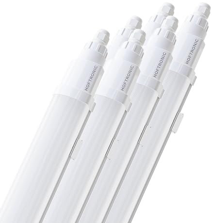 HOFTRONIC - Q-Series Lot de 6 Réglette LED 150cm - IP65 extérieur étanche - 48W 5760 Lumens - 6500K Blanc Froid - IK08 - Connectable rapide - pour Sous-sol, Garage, et l'entrepôt - Lampe Fluorescente