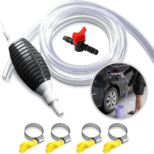 YiYunTE Bomba Agua Transferencia Combustible Sifón Pecera Mano Succión Gasolina Extractora Aceite Coche 2M Manguera