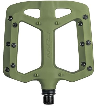 Funn Taipan Fahrradpedale aus glasfaserverstärktem Thermoplast mit 9/16-Zoll CrMo-Achsen und schienbeinfreundlichen Pins für MTB/BMX/Urban/Gravel Riding (Olivgrün)