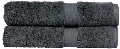 Christy Renaissance 2 Bath Towels Set | Ash Grey | 100% Egyptian Cotton Pile | Luxuriously Soft and Super Absorbent | 675 GSM | Plush Fluffy and Long Lasting