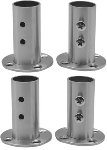 Hohopeti 4stücke Edelstahl Kleiderstangen Halterungen Robuste Doppellochige Wandmontage Für Vorhänge Und Kleiderstangen Installieren Und Langlebig
