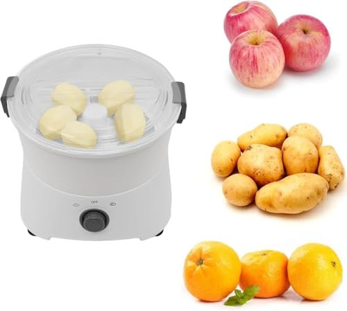 DFANCE Pelador de Patatas eléctrico versátil con accionamiento por un Solo botón, pelador automático de Patatas, Naranjas y Manzanas, Color Blanco, 11,14 x 9,3 Pulgadas