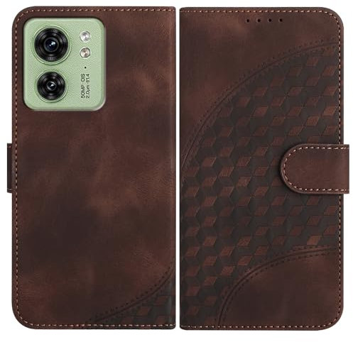JayModCase Funda para Motorola Moto Edge 40 Neo, Flip Leather con Tarjetas y Cartera Soporte Plegable Cáscara de TPU Cierre magnético para Moto Edge 40 Neo- Marrón