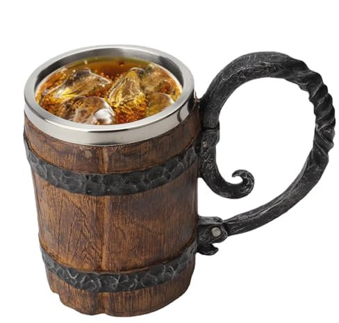 Handgjord ölmugg - rostfritt stål isolerat ölglas, kapacitet vintage ölkrus för män, traditionell ölmugg med handtag, behållare