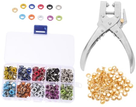 SOLUSTRE 1juego Herramientas De Grommet Pinza De Ojal Portátil Con Grommets Metálicos y Caja De Almacenamiento Para Tejidos y Lonas Para Manualidades y Proyectos De Costura