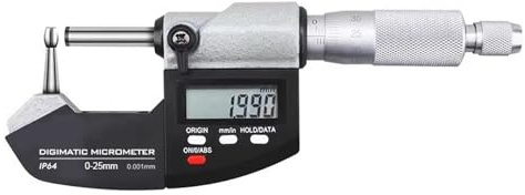 Digitaler Wandstärken-Mikrometer 0–25 mm – Feinmessgerät mit gebogener Messfläche, 0,001 mm Auflösung, LCD-Anzeige, für Rohre & Hülsen