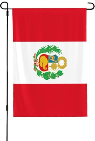 Bandera de Perú. Adecuada para uso en interiores y exteriores, perfecta para el hogar, jardín, eventos y exhibiciones patrióticas.