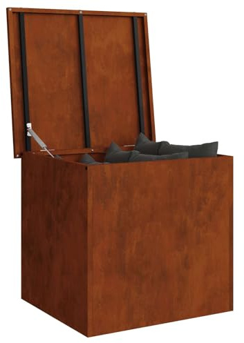 vidaXL Cassa per Cuscini da Giardino Acciaio 55 x 50,5 x 50 cm 220, Soluzione di stoccaggio per Giardino e terrazzo, Box Resistente, Organizer in Metallo, armadietto Rettangolare
