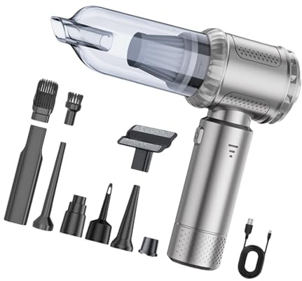 KMGDM Potente aspiradora de mano inalámbrica de 22000 Pa con batería de 6000 mAh y 8 accesorios para tapicería de coche, oficina en casa