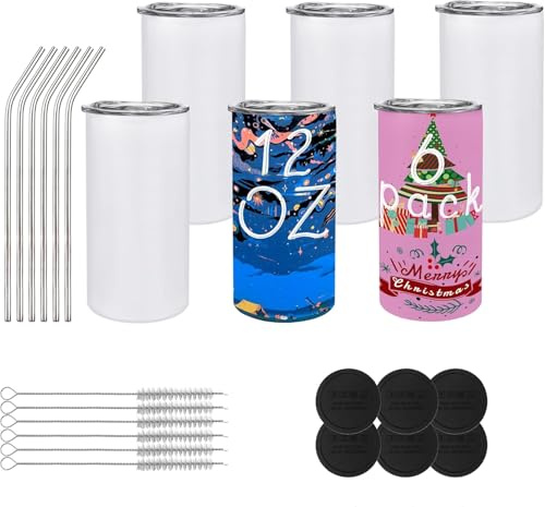 WULAIHO 6 Pack 12 Oz Sublimation Tumblers Blanks Bulk, Stainless Steel Double Vacuum Insulated Sublimation Tumbler for Kids, Individually Boxed