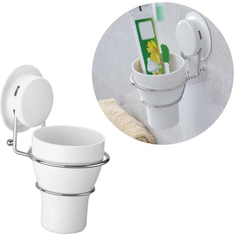 Parliky Soporte Vaso Cepillo Dientes con Ventosa Organizador de Plástico para Baño Pared con Portavasos y Soporte para Pasta y Maquinilla de Afeitar Resistente y Fácil de