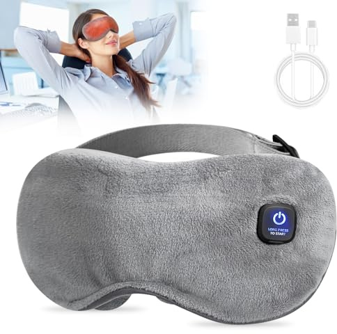 Augenmaske Wärmend,1000mAh Beheizte Augenmaske, Augenmaske Schlafmaske für Schlafmaske Frauen, Wärmemaske Augen, Wärmebrille mit Akku, 3 Wärmestufen, USB wiederaufladbar, waschbar