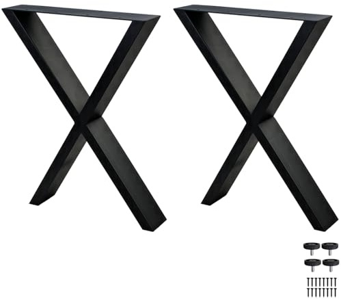 RAMROXX Tischbeine X-Gestell 2er Set Metall Schwarz – Tischkufen 60x72 cm Industrial