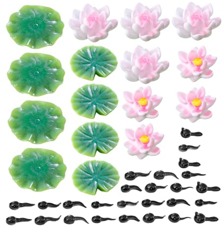 SOIMISS Figurines De Grenouilles Résine Décoration Nénuphar Statuette De Grenouille Miniature Ornements Nénuphar pour Bassin De Jardin
