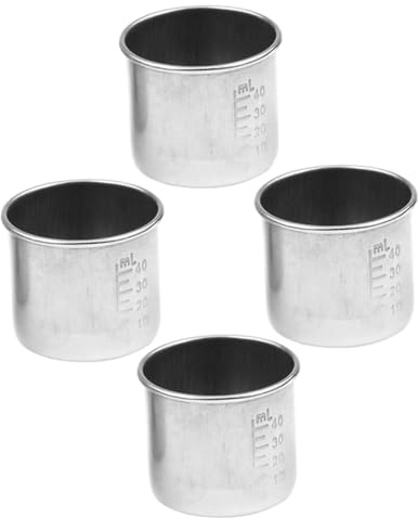 Baluue Set 4 Bicchieri Dosatori per Medicinali in Acciaio Inossidabile 304 da 40Ml Graduazione Misurino Multifunzionale Anti-Perdita per Uso Domestico e Laboratorio