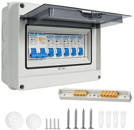 Quadro di distribuzione impermeabile da incasso con barre di rame, IP65, distribuzione secondaria, distributore da incasso, piccolo distributore con interruttore di corrente 63A, interruttori