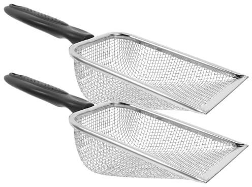 Healifty Pala da Sabbia in Acciaio Inox 2 Pezzi Filtro Rete 2.8x2.8 Cm, Attrezzo da Spiaggia per Raccolta Conchiglie e Pulizia Esterni, Set Pratico per Giochi e Attività All’aperto