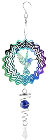 6 Inch Wind Spinner, Garden Wind Spinners Outdoor with Ball Spiral Tail, Indoor Outdoor Decorations for Outdoor Yard Garden(Hummingbird)