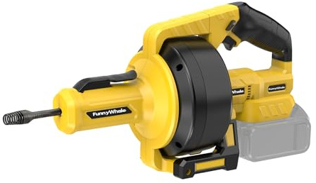 Cordless Drain Auger Compatible with Dewalt 20V Battery(No Battery) | Auto-Feed Plumbing Drain Snake with 23FT Cable, Drain Clog Cleaner Tool for Sink, Toilet, Bathtub, Sewer