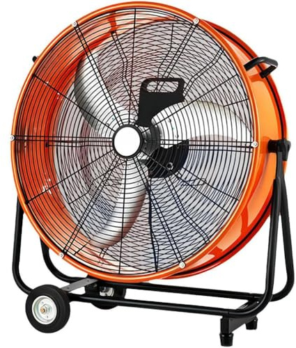 Industrial Drum Fan, High Velocity Floor Fan, 250W Heavy Duty Metal Air Circulator with 4 Speeds and 130° Tilt for Patios, Warehouses, and Commercial Use
