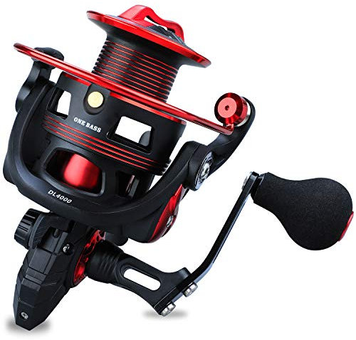 Angelrollen, leichte Salzwasser-Spinnrolle – 17,9 kg Kohlefaser-Zug, 12 + 1 BB Ultra-Glatte Aluminium-Küstenrolle für Salzwasser oder Süßwasser