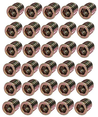 30 Tuercas de Acero al Carbono Hexagonal Embutir para Impulsión de Madera, Muebles de Madera