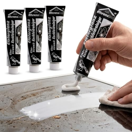 Elsterglanz 4x 150ml Glaskeramik Reiniger für Ceran Kochfeld & Herd | Kraftvolle Reinigungspaste mit Orangenduft für Edelstahlspüle, Ceranfeld & Töpfe - schonend streifenfreier Glanz (0,6 l)