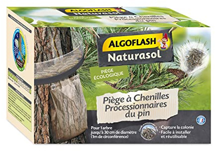 Algoflash Naturasol Raupenfalle Prozessionäre Frankreich, 1 Stück | Tasche mit Tarnmuster aus Kiefernrinde. Umweltfreundlich und wiederverwendbar. In einigen Städten vorgeschrieben.