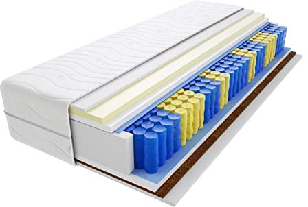 Godre Matratze 100x200 cm Doppelmatratze, H3 & H5 Federkernmatratze, Taschenfederkernmatratze 20 cm Hoch Kokosfaser Visco Memory Hypoallergene, HR-Schaum, Wendematratze mit Klimafaser Havana