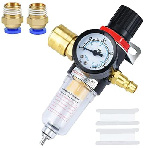 Noosverl Régulateur de pression d'air 1/4, Détendeur d'air comprimé, Filtre Compresseur Dair, filtre à air, Séparateur d'Humidité, raccord rapide air comprimé