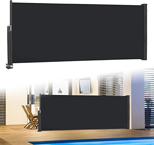 UISEBRT Tenda da sole laterale allungabile, 100 x 300 cm, per balcone, giardino, antracite